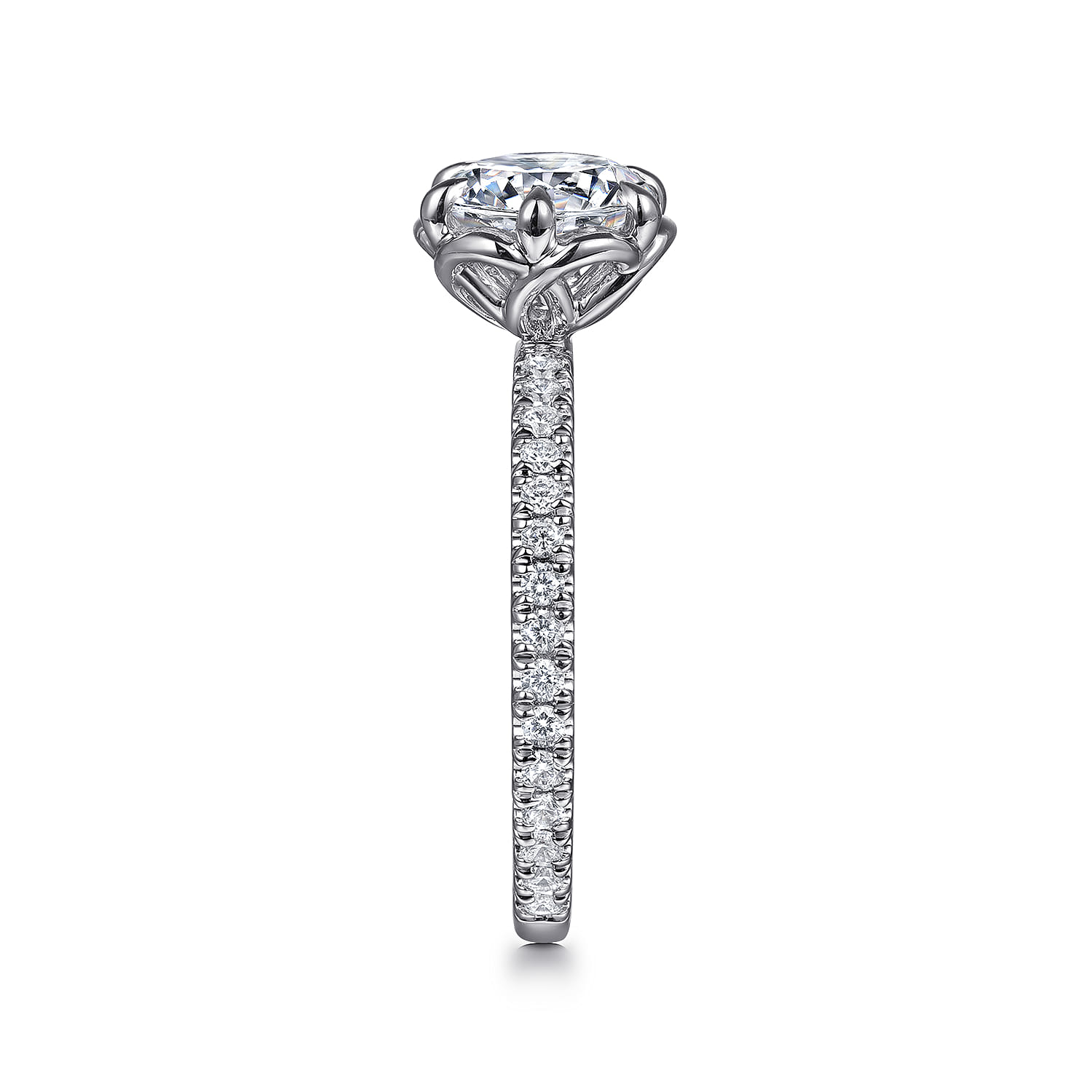 Lida - 14K White Gold Bezel Prong Round Diamond Engagement Ring - 0.4 ct - Shot 5