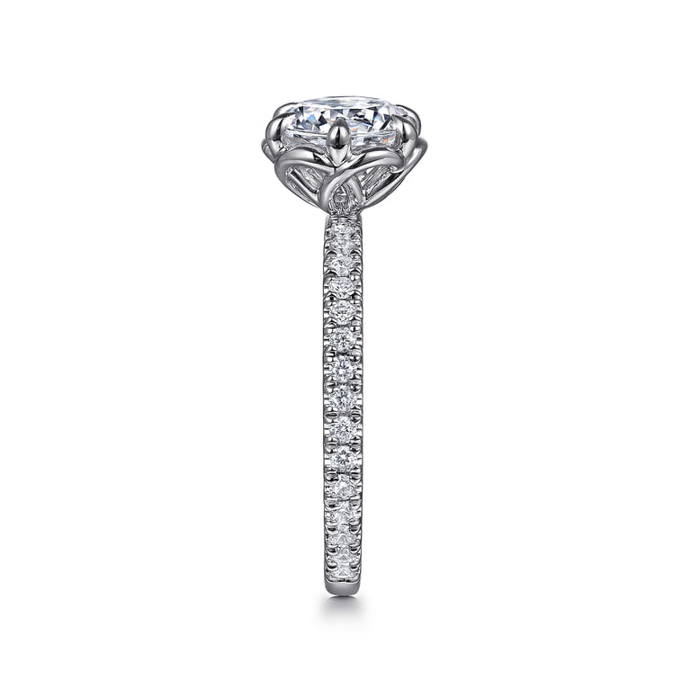 Lida - 14K White Gold Bezel Prong Round Diamond Engagement Ring - 0.4 ct - Shot 5
