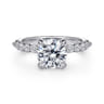 Leya - 14K White Gold Bezel Prong Set Round Diamond Engagement Ring - 0.4 ct