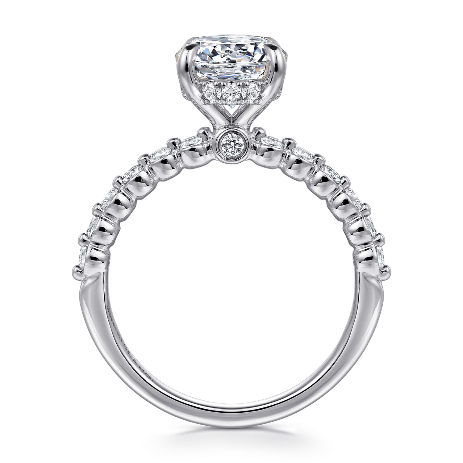 Leya - 14K White Gold Bezel Prong Set Round Diamond Engagement Ring - 0.4 ct - Shot 2
