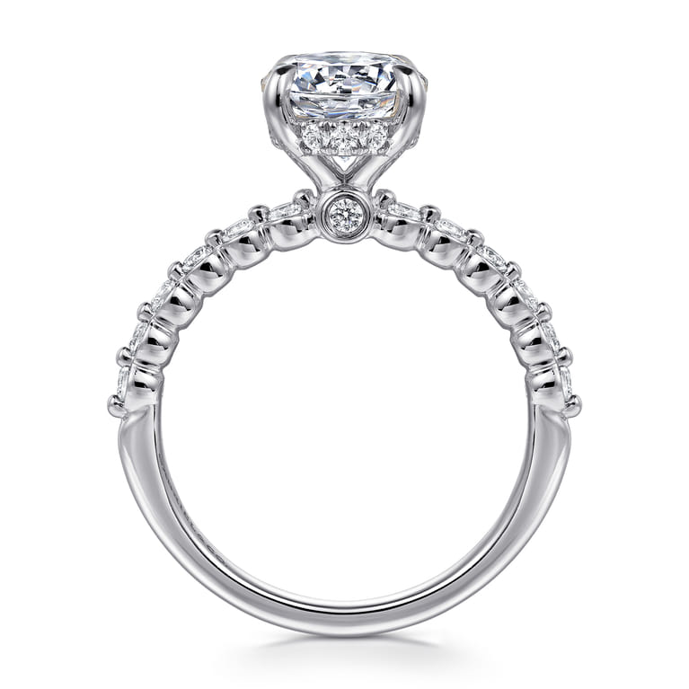 Leya - 14K White Gold Bezel Prong Set Round Diamond Engagement Ring - 0.4 ct - Shot 2