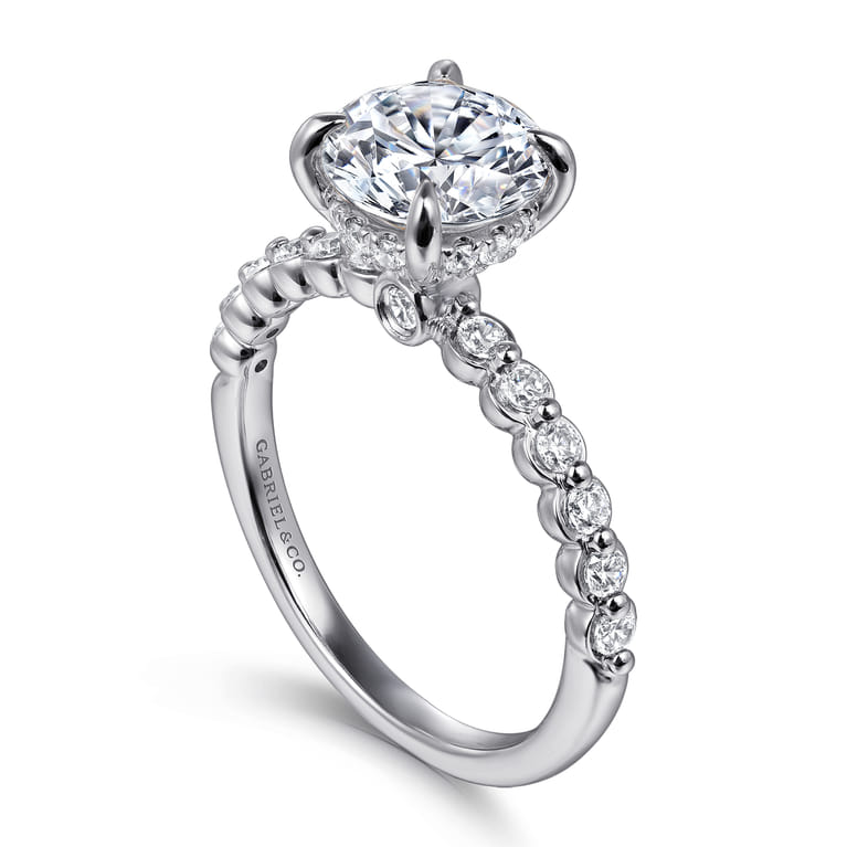 Leya - 14K White Gold Bezel Prong Set Round Diamond Engagement Ring - 0.4 ct - Shot 3