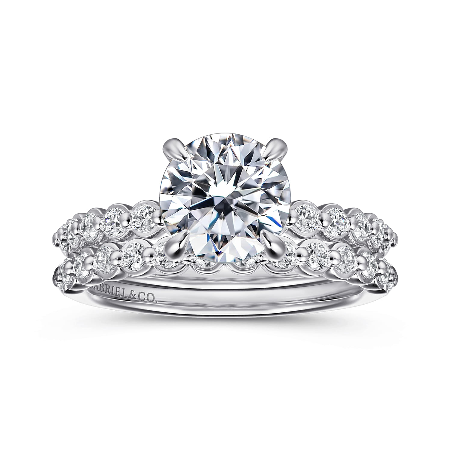 Leya - 14K White Gold Bezel Prong Set Round Diamond Engagement Ring - 0.4 ct - Shot 4