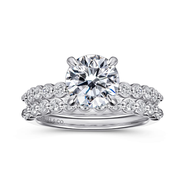 Leya - 14K White Gold Bezel Prong Set Round Diamond Engagement Ring - 0.4 ct - Shot 4