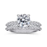 Leya - 14K White Gold Bezel Prong Set Round Diamond Engagement Ring - 0.4 ct
