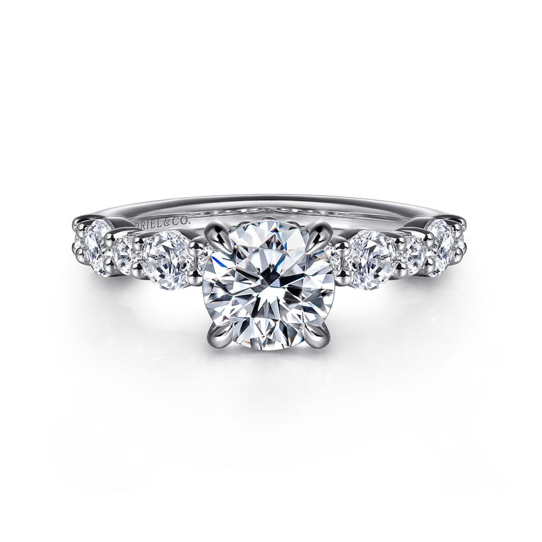 Peak - 14K White Gold Round Diamond Engagement Ring - 0.65 ct - Shot 1