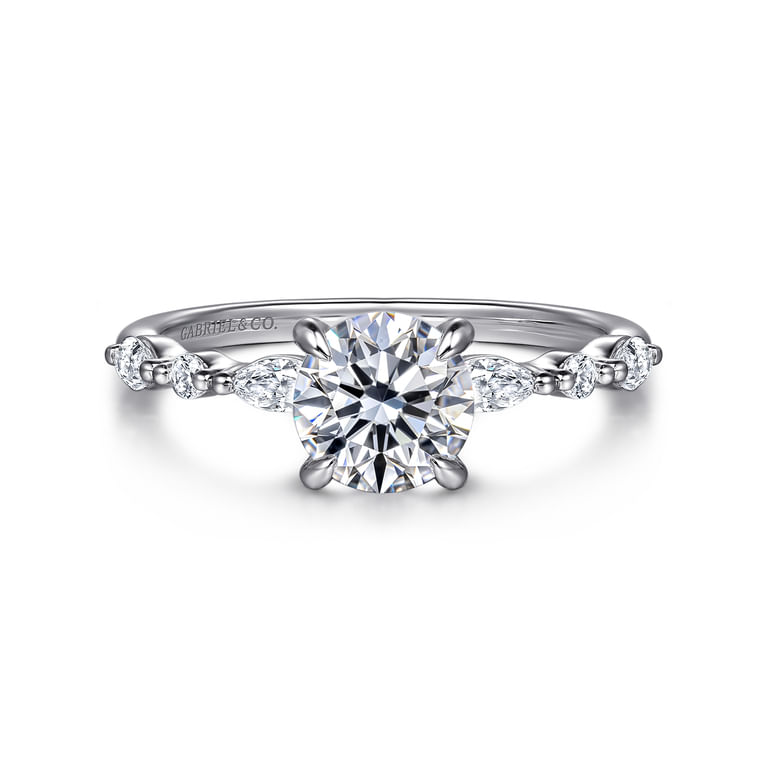 Perry - 14K White Gold Round Diamond Engagement Ring - 0.3 ct