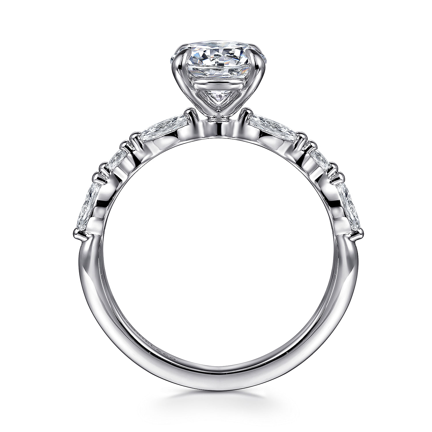 Perry - 14K White Gold Round Diamond Engagement Ring - 0.3 ct - Shot 2