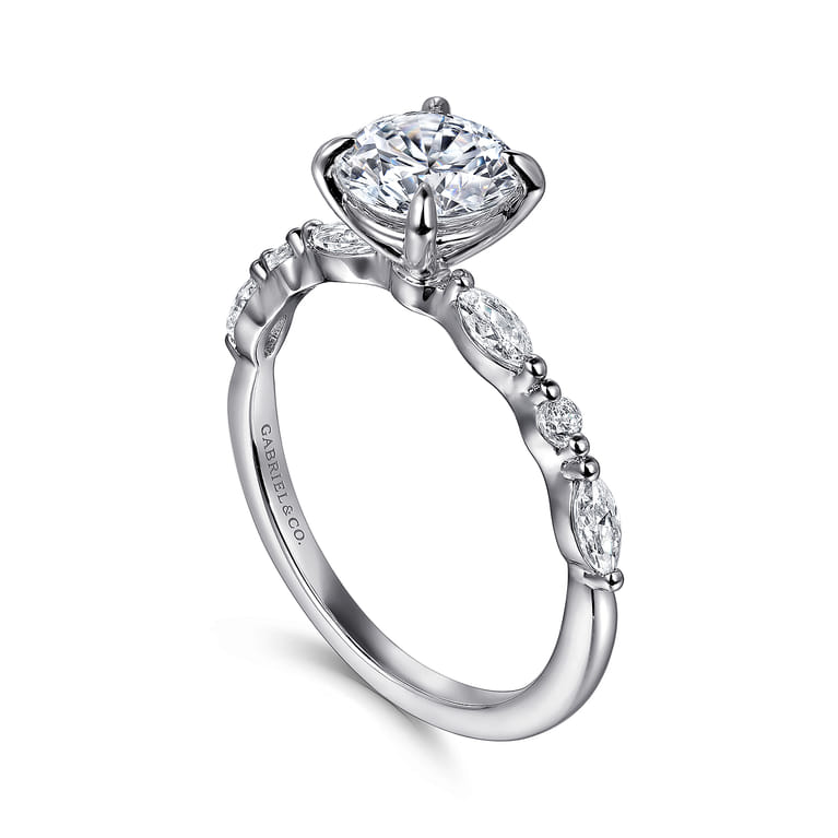 Perry - 14K White Gold Round Diamond Engagement Ring - 0.3 ct - Shot 3