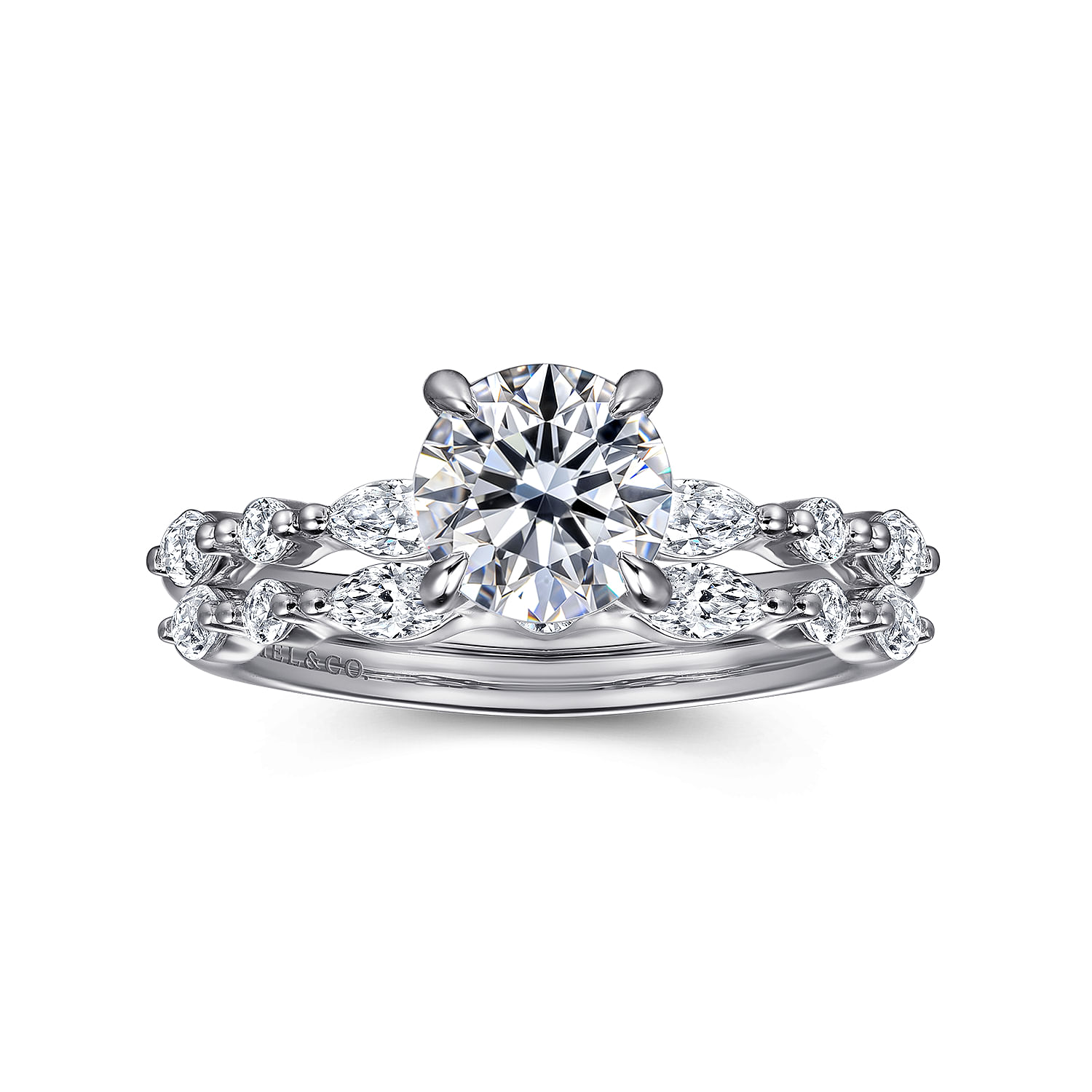 Perry - 14K White Gold Round Diamond Engagement Ring - 0.3 ct - Shot 4