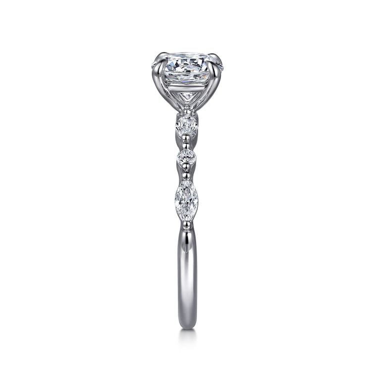 Perry - 14K White Gold Round Diamond Engagement Ring - 0.3 ct - Shot 5