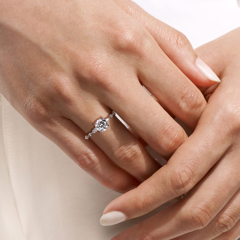 Perry - 14K White Gold Round Diamond Engagement Ring - 0.3 ct - Shot 6