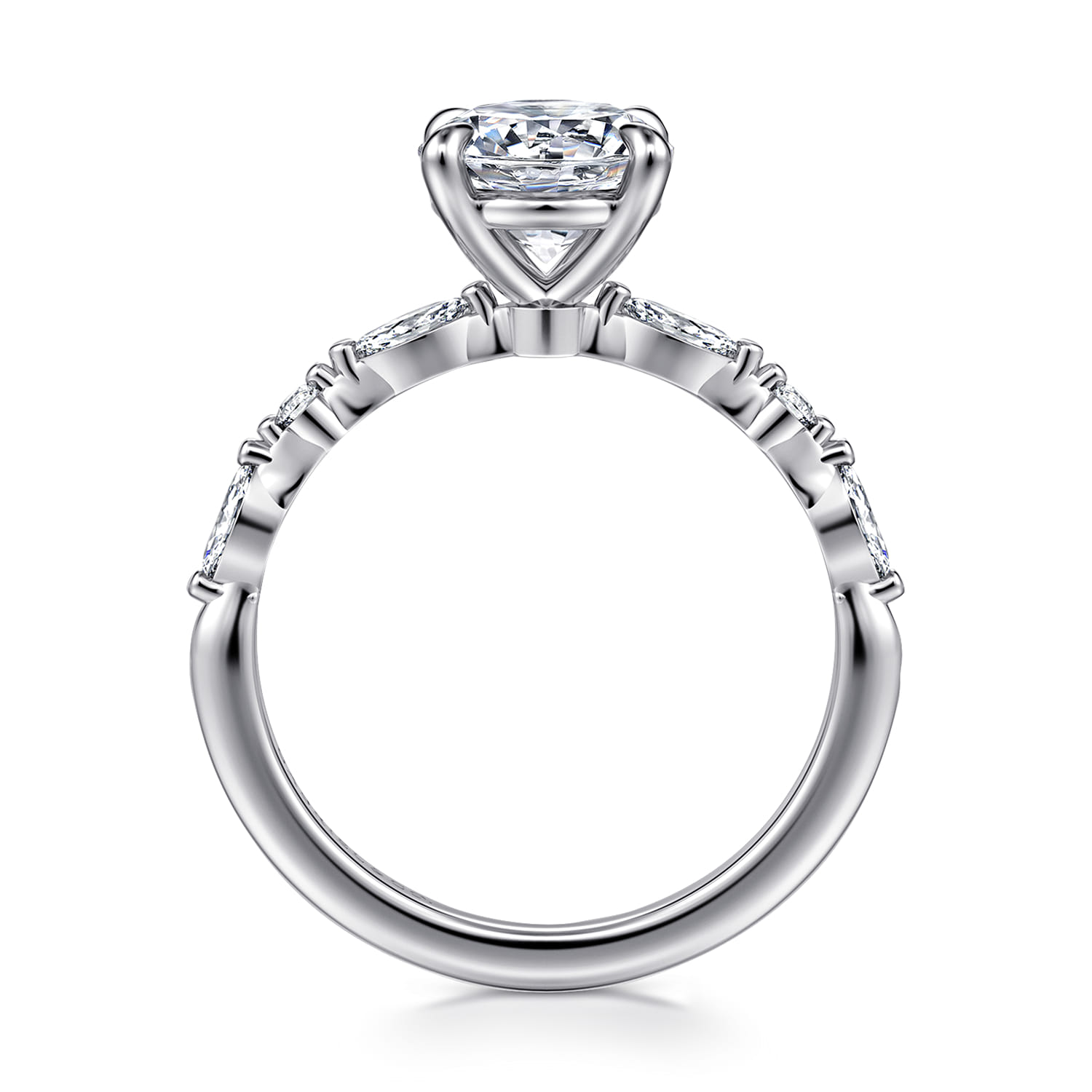 Perry - 14K White Gold Round Diamond Engagement Ring - 0.3 ct - Shot 2