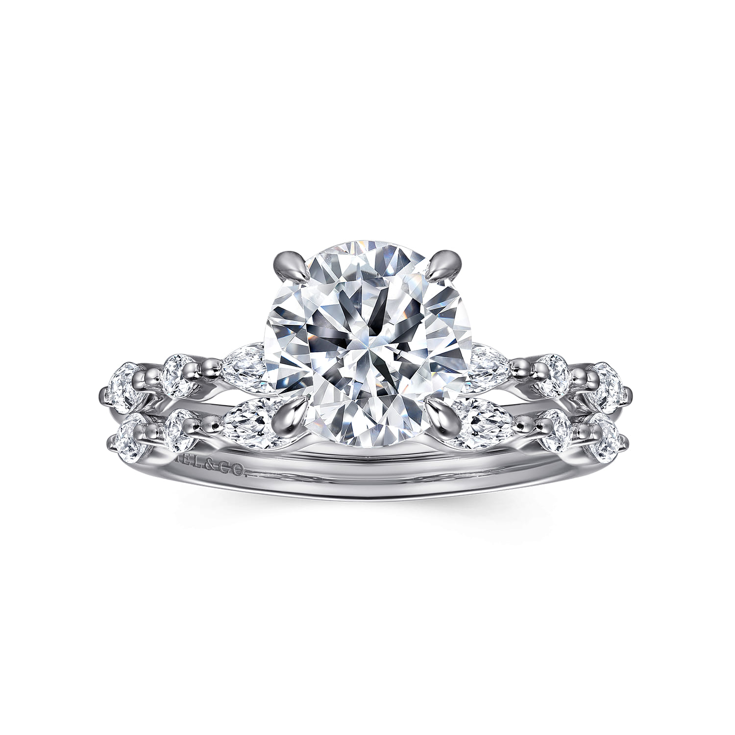 Perry - 14K White Gold Round Diamond Engagement Ring - 0.3 ct - Shot 4