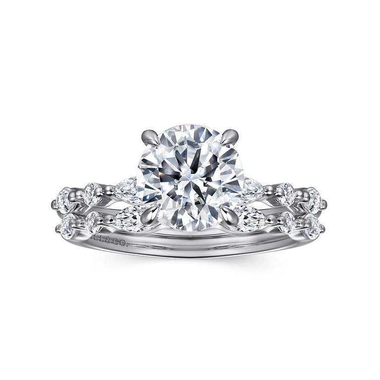 Perry - 14K White Gold Round Diamond Engagement Ring - 0.3 ct - Shot 4