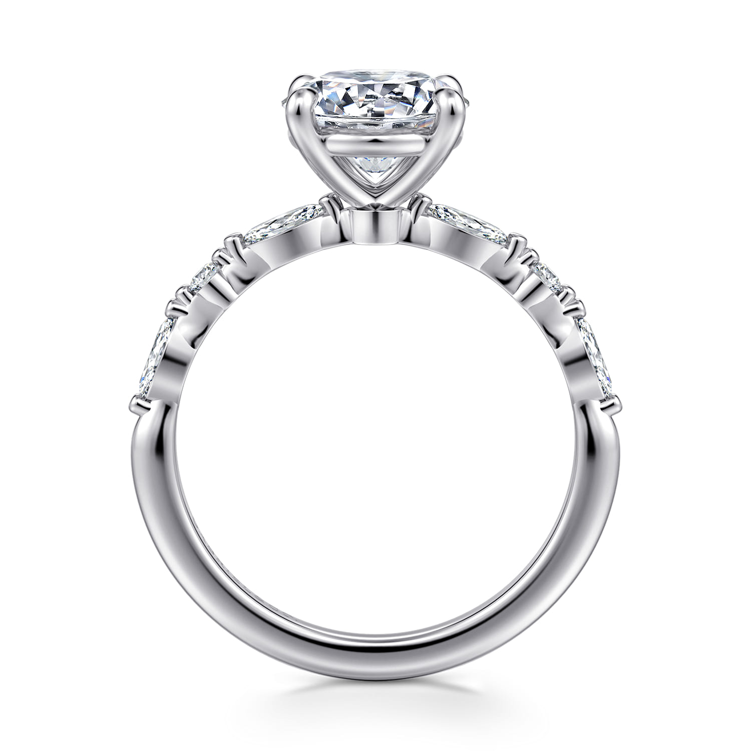 Perry - 14K White Gold Round Diamond Engagement Ring - 0.3 ct - Shot 2