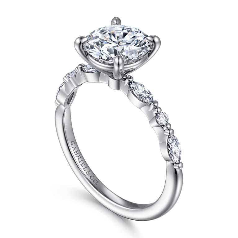 Perry - 14K White Gold Round Diamond Engagement Ring - 0.3 ct - Shot 3