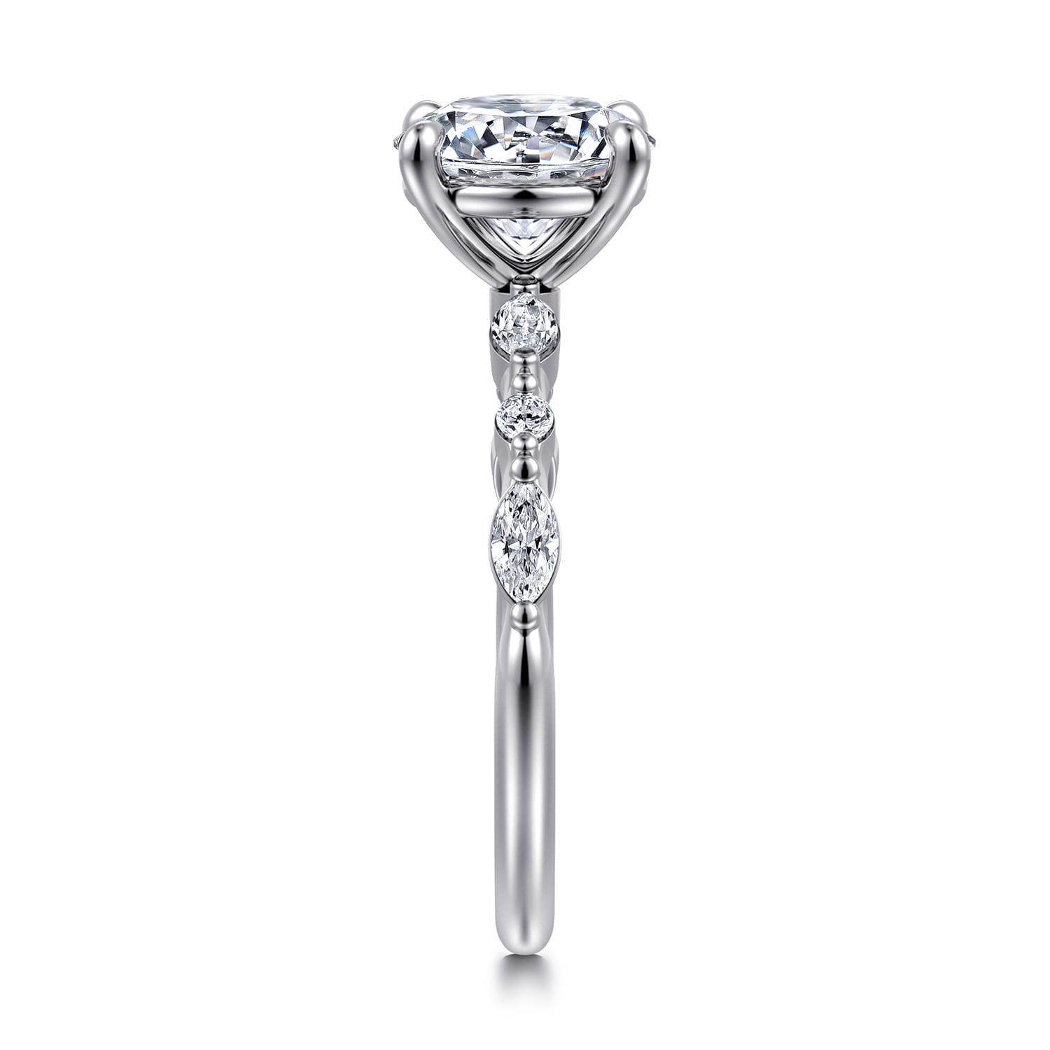 Perry - 14K White Gold Round Diamond Engagement Ring - 0.3 ct - Shot 4