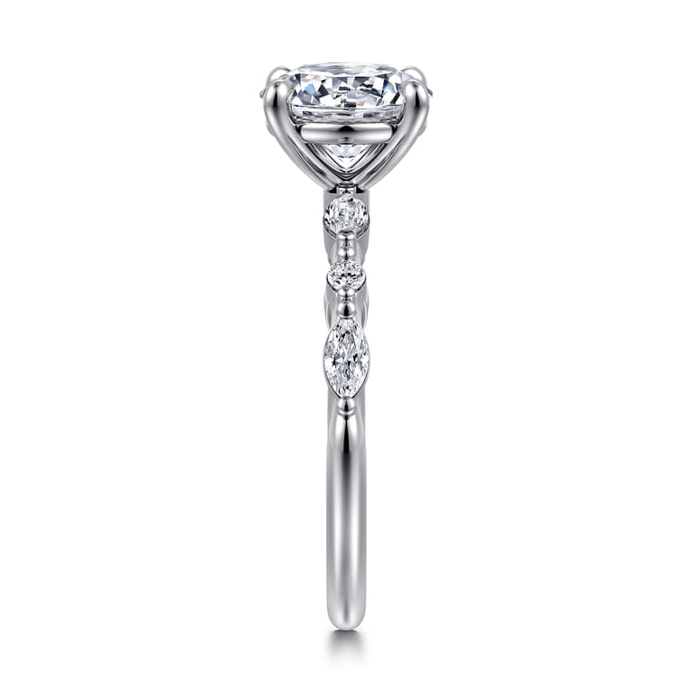 Perry - 14K White Gold Round Diamond Engagement Ring - 0.3 ct - Shot 4