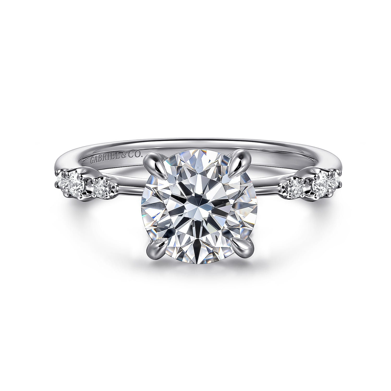 Jaelyn - 14K White Gold Round Diamond Engagement Ring - 0.17 ct - Shot 1