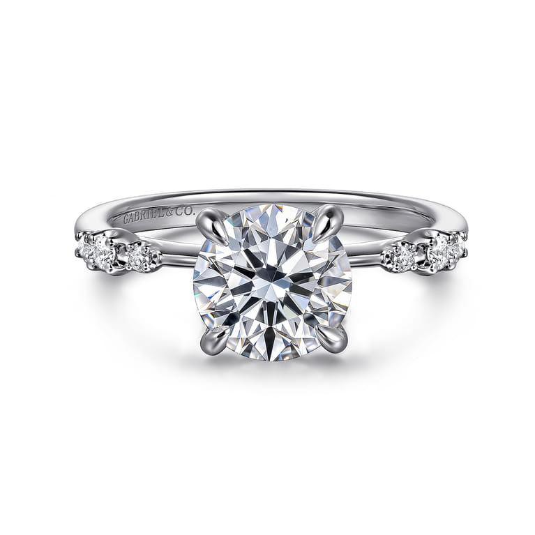 Jaelyn - 14K White Gold Round Diamond Engagement Ring - 0.17 ct - Shot 1