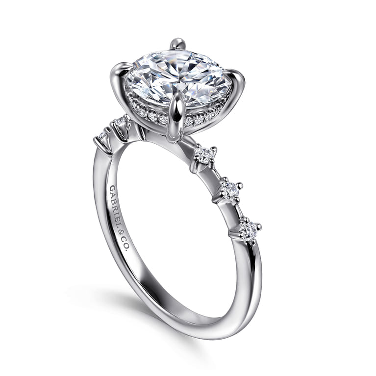 Joplin - 14K White Gold Round Diamond Engagement Ring - 0.18 ct - Shot 3