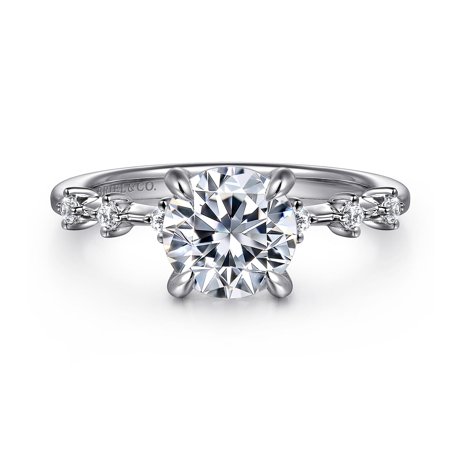 Joplin - 14K White Gold Round Diamond Engagement Ring - 0.17 ct - Shot 1