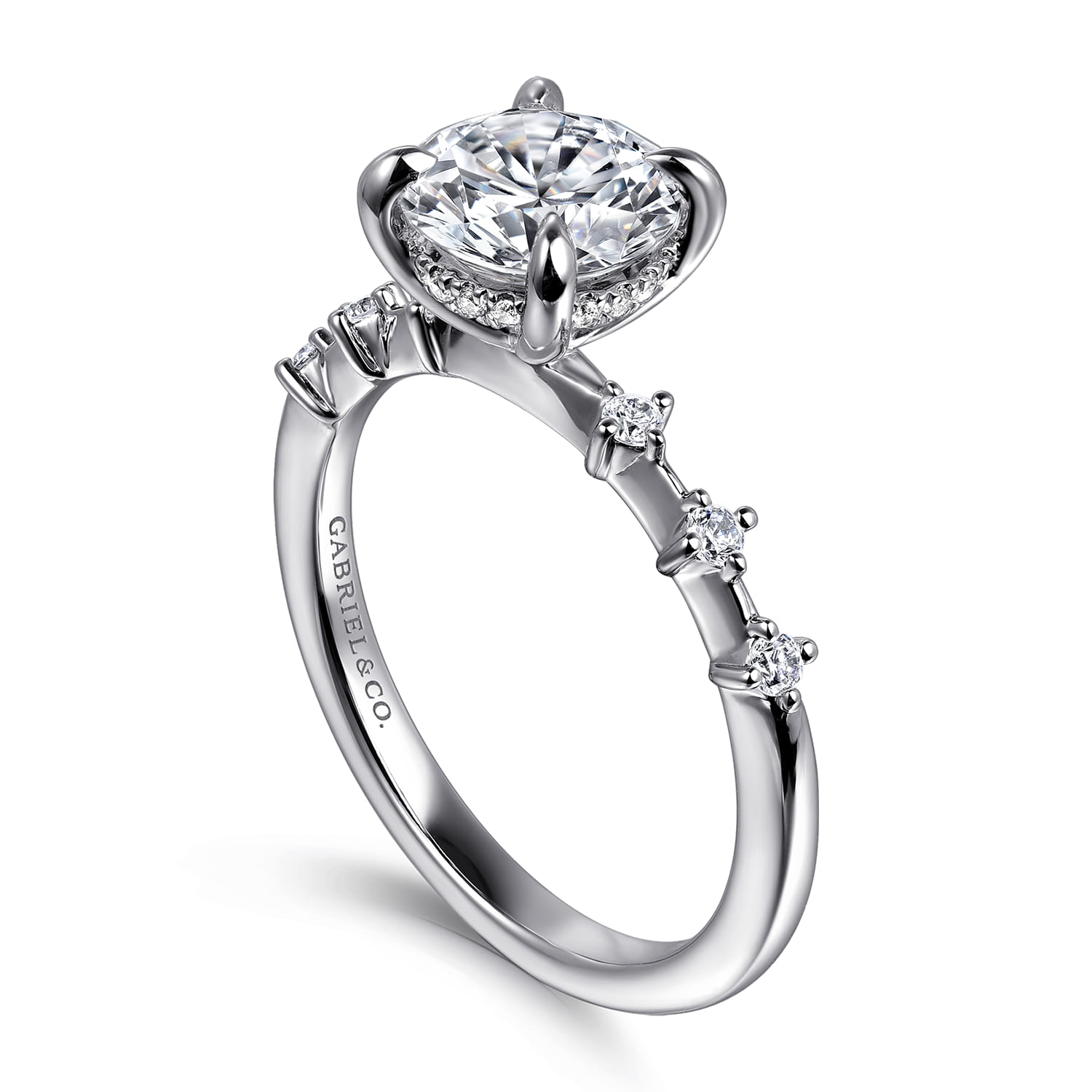Joplin - 14K White Gold Round Diamond Engagement Ring - 0.17 ct - Shot 3