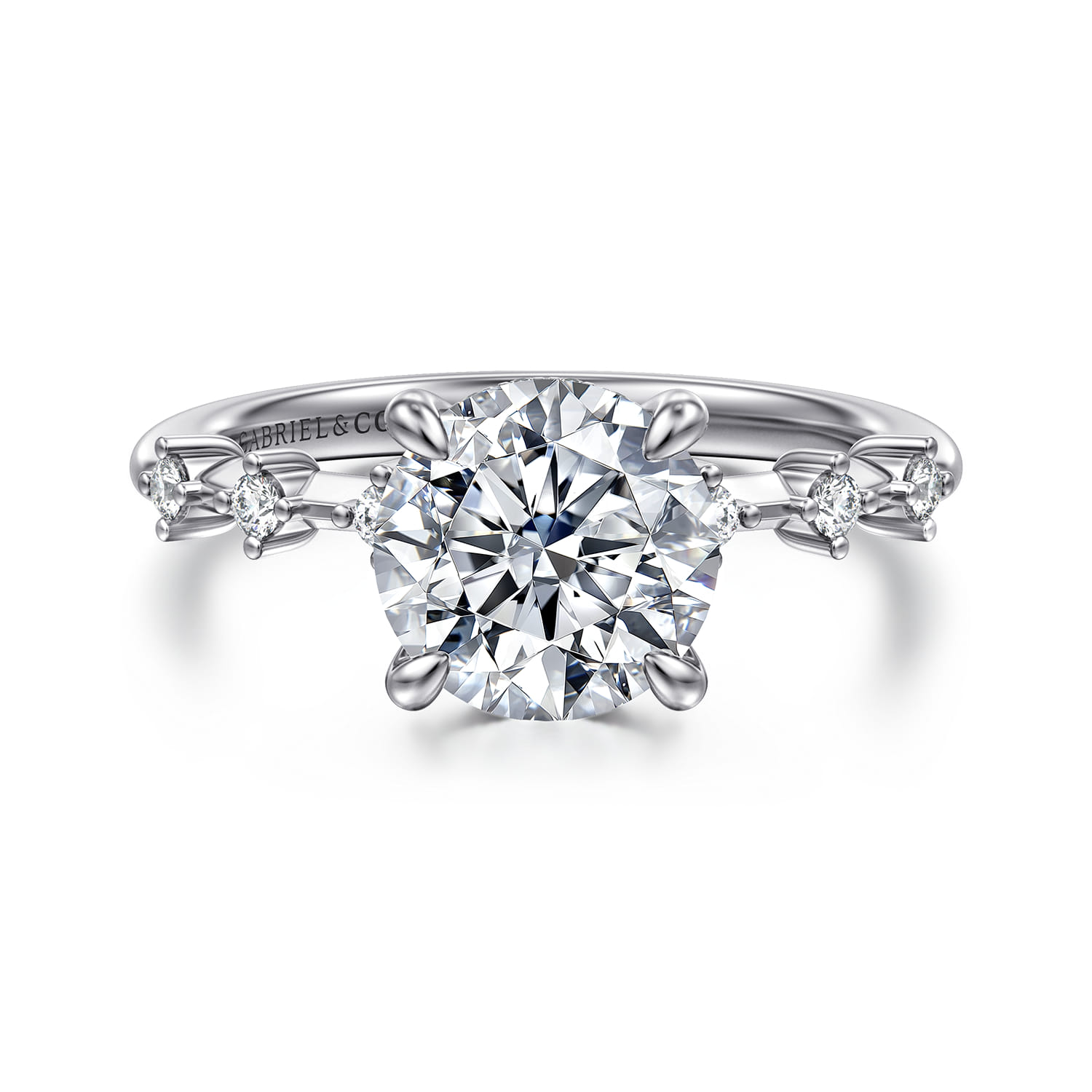 Joplin - 14K White Gold Round Diamond Engagement Ring - 0.17 ct - Shot 1
