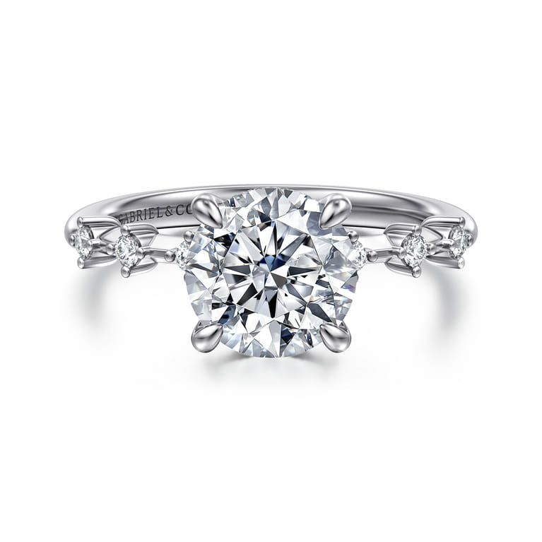 Joplin - 14K White Gold Round Diamond Engagement Ring - 0.17 ct - Shot 1