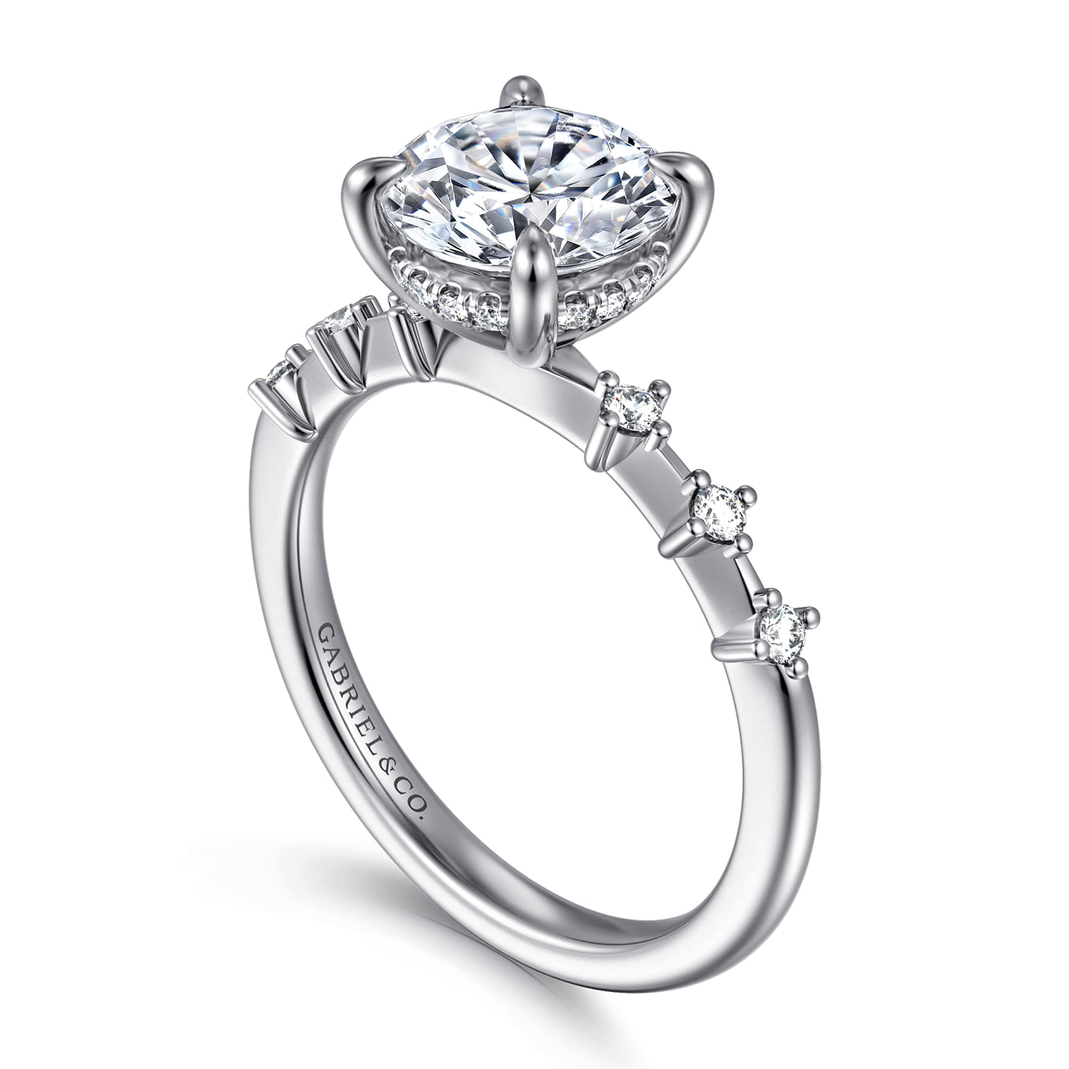 Joplin - 14K White Gold Round Diamond Engagement Ring - 0.17 ct - Shot 3