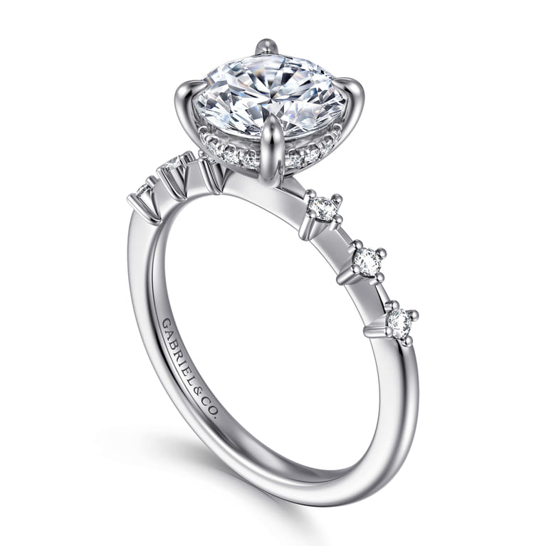 Joplin - 14K White Gold Round Diamond Engagement Ring - 0.17 ct - Shot 3