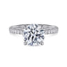 Twain - 14K White Gold Round Diamond Engagement Ring - 0.2 ct