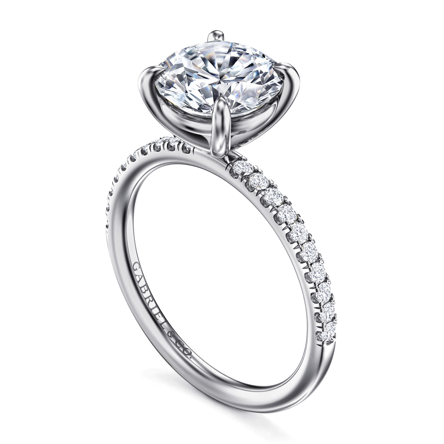 Twain - 14K White Gold Round Diamond Engagement Ring - 0.2 ct - Shot 3