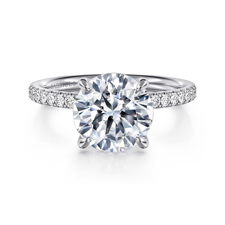Twain - 14K White Gold Round Diamond Engagement Ring - 0.2 ct - Shot 1