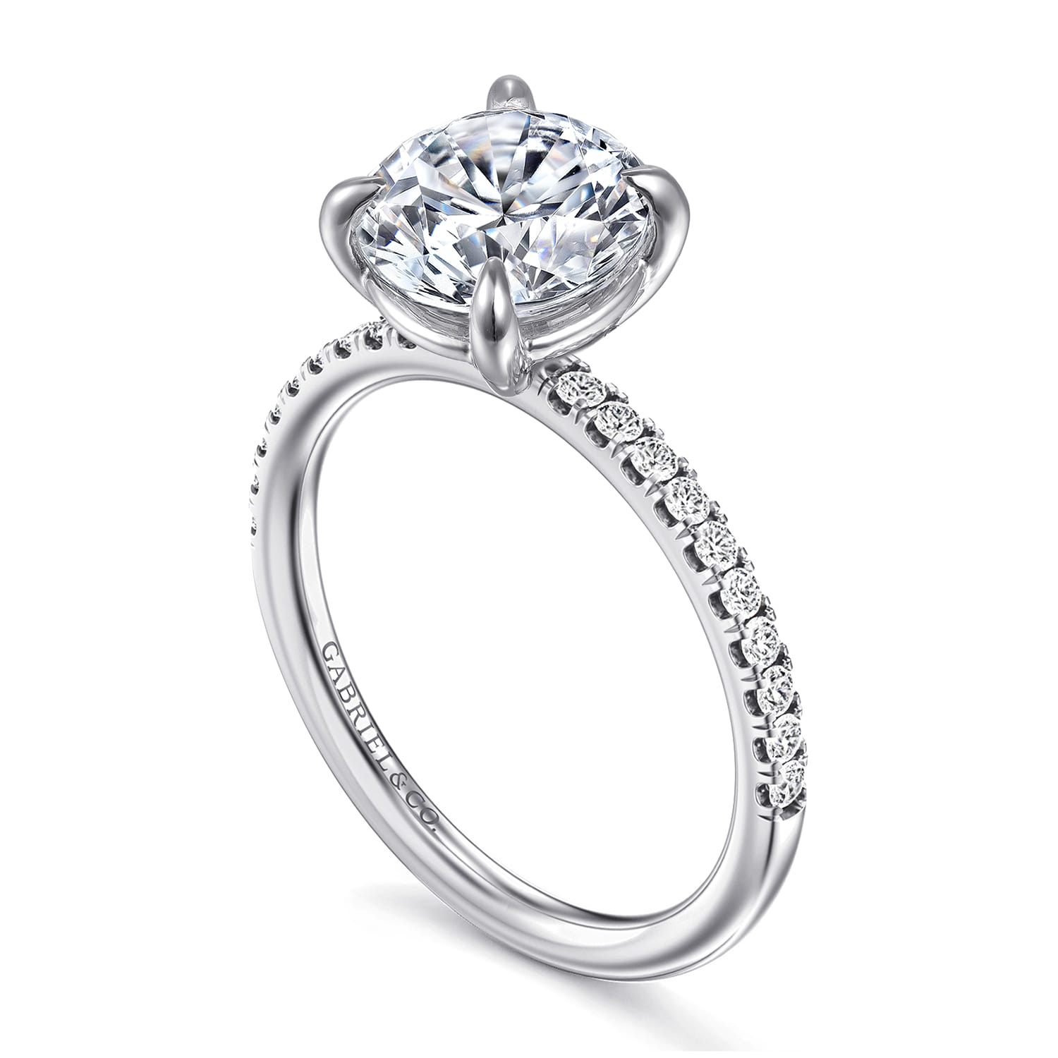 Twain - 14K White Gold Round Diamond Engagement Ring - 0.2 ct - Shot 3