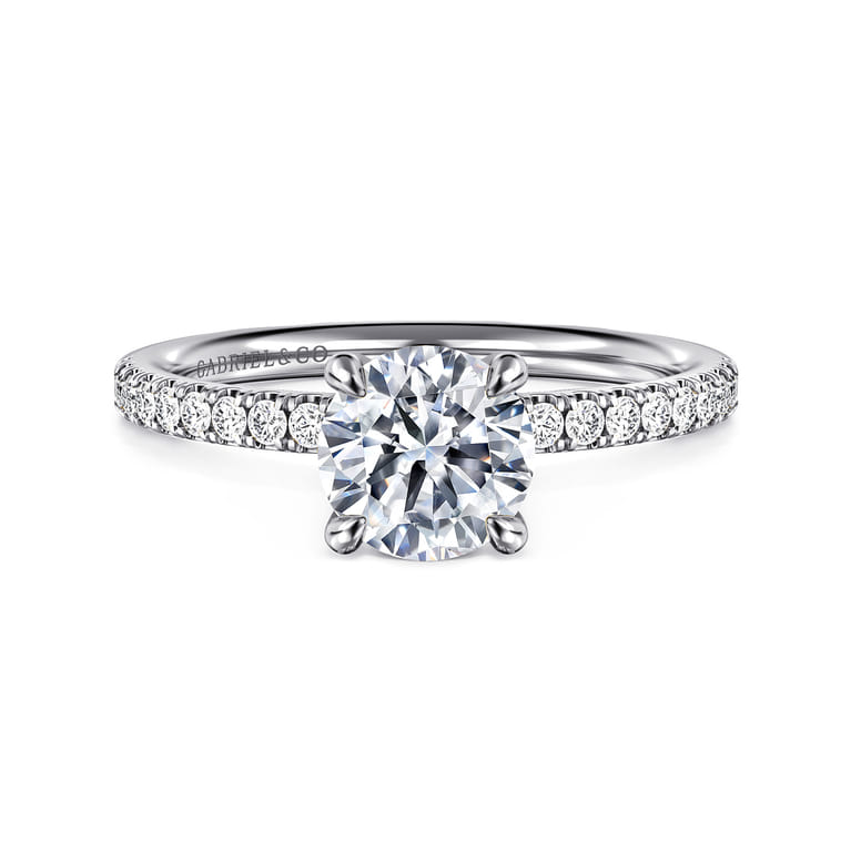 Twain - 14K White Gold Round Diamond Engagement Ring - 0.2 ct - Shot 1
