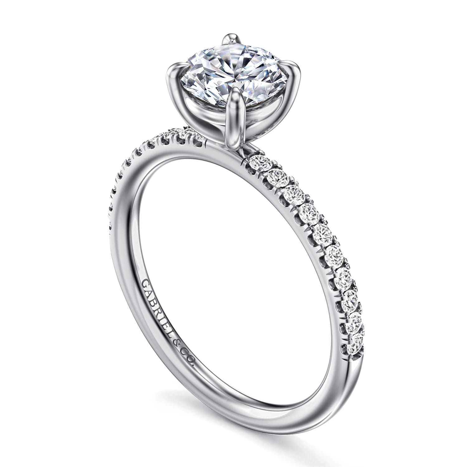 Twain - 14K White Gold Round Diamond Engagement Ring - 0.2 ct - Shot 3
