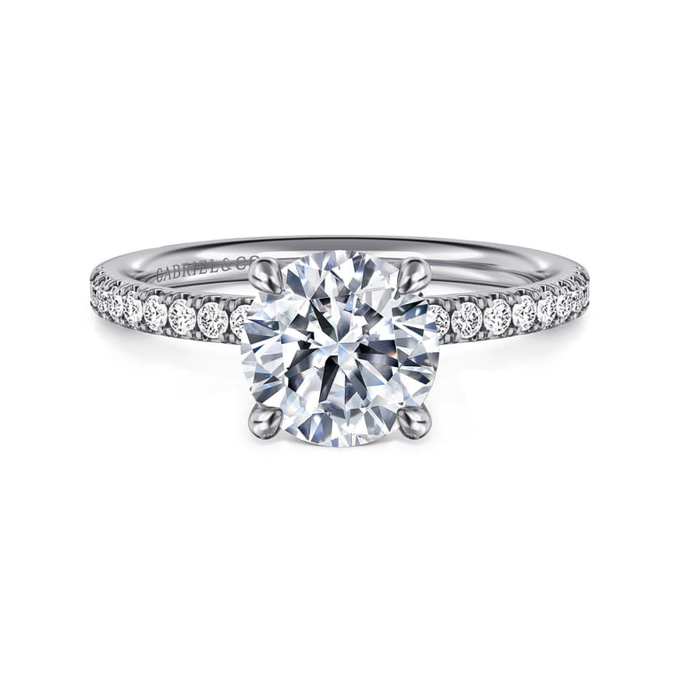 Twain - 14K White Gold Round Diamond Engagement Ring - 0.2 ct - Shot 1