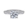 Twain - 14K White Gold Round Diamond Engagement Ring - 0.2 ct