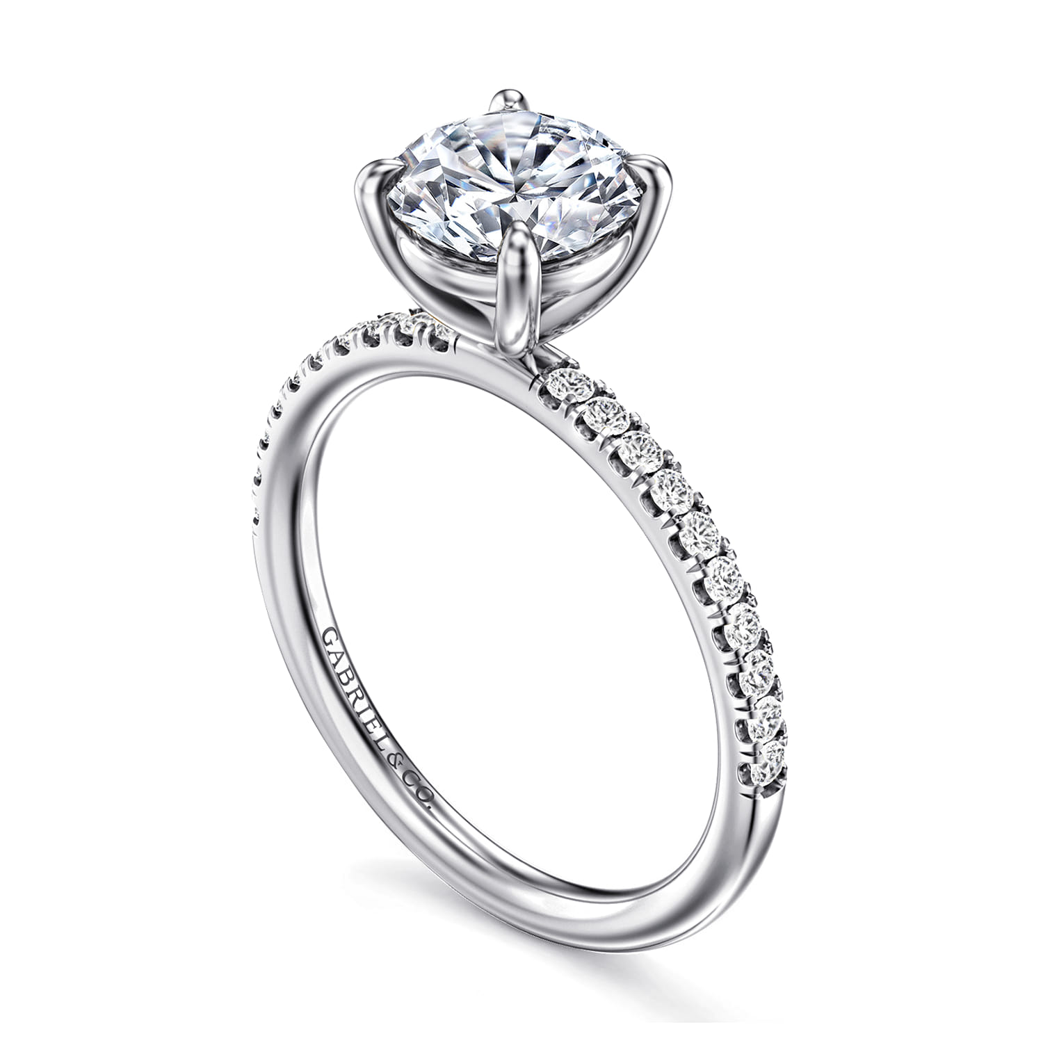 Twain - 14K White Gold Round Diamond Engagement Ring - 0.2 ct - Shot 3