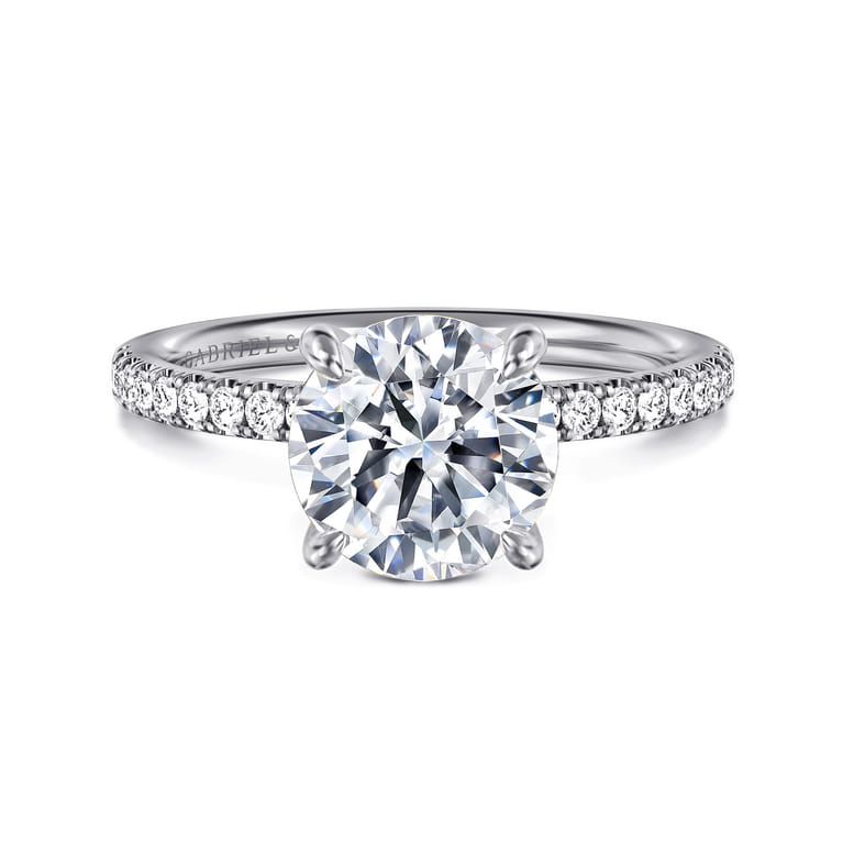 Twain - 14K White Gold Round Diamond Engagement Ring - 0.2 ct - Shot 1