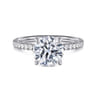 Twain - 14K White Gold Round Diamond Engagement Ring - 0.2 ct