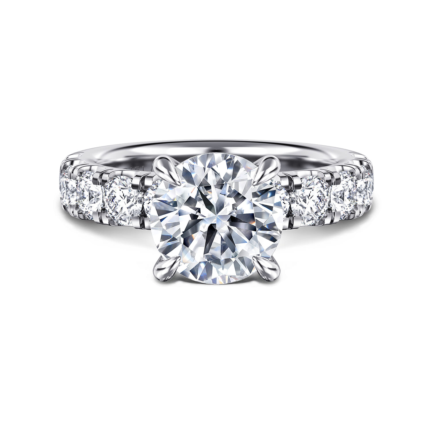 Stasia - 14K White Gold Round Diamond Engagement Ring - 1.4 ct - Shot 1
