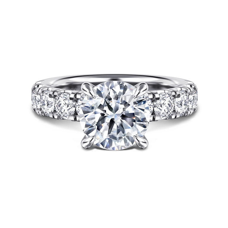Stasia - 14K White Gold Round Diamond Engagement Ring - 1.4 ct - Shot 1