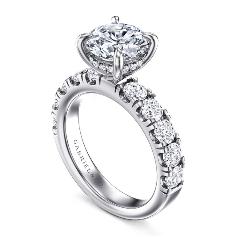 Stasia - 14K White Gold Round Diamond Engagement Ring - 1.4 ct - Shot 3