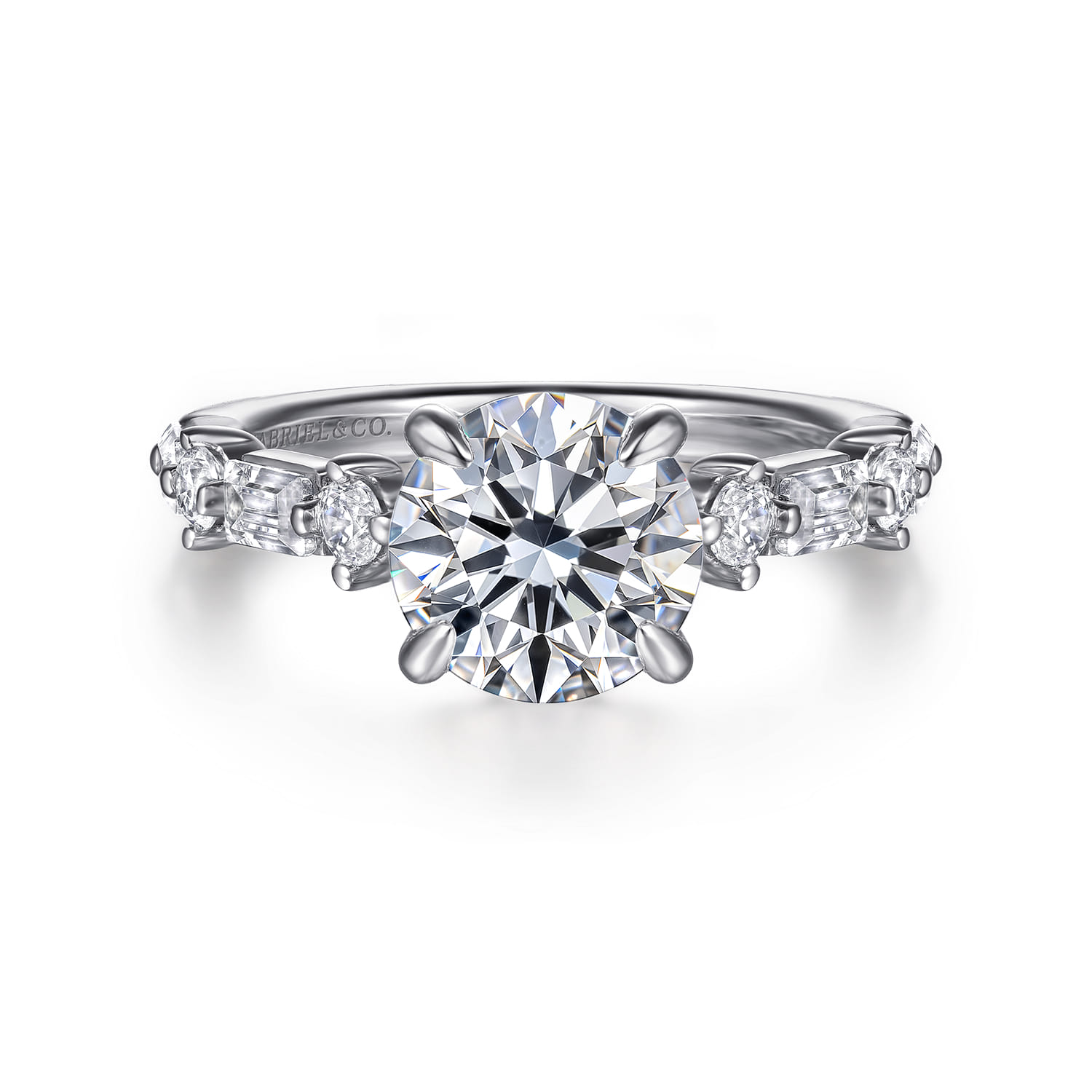 Belle - 14K White Gold Round Diamond Engagement Ring - 0.8 ct - Shot 1