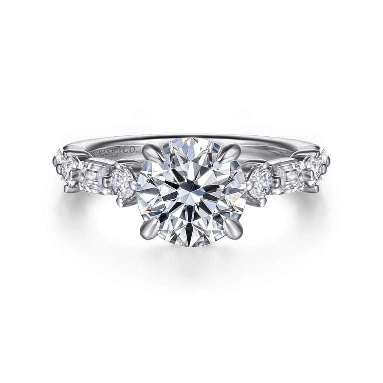 Belle - 14K White Gold Round Diamond Engagement Ring - 0.8 ct - Shot 1