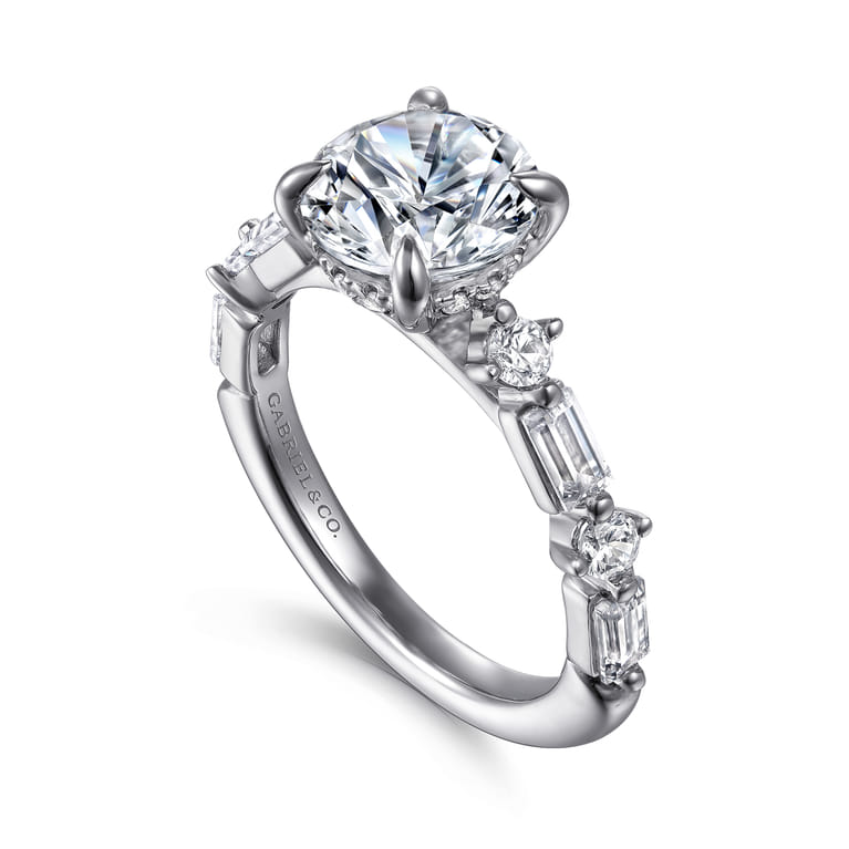 Belle - 14K White Gold Round Diamond Engagement Ring - 0.8 ct - Shot 3