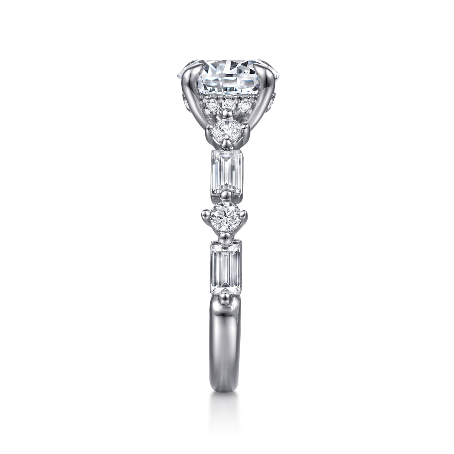 Belle - 14K White Gold Round Diamond Engagement Ring - 0.8 ct - Shot 4